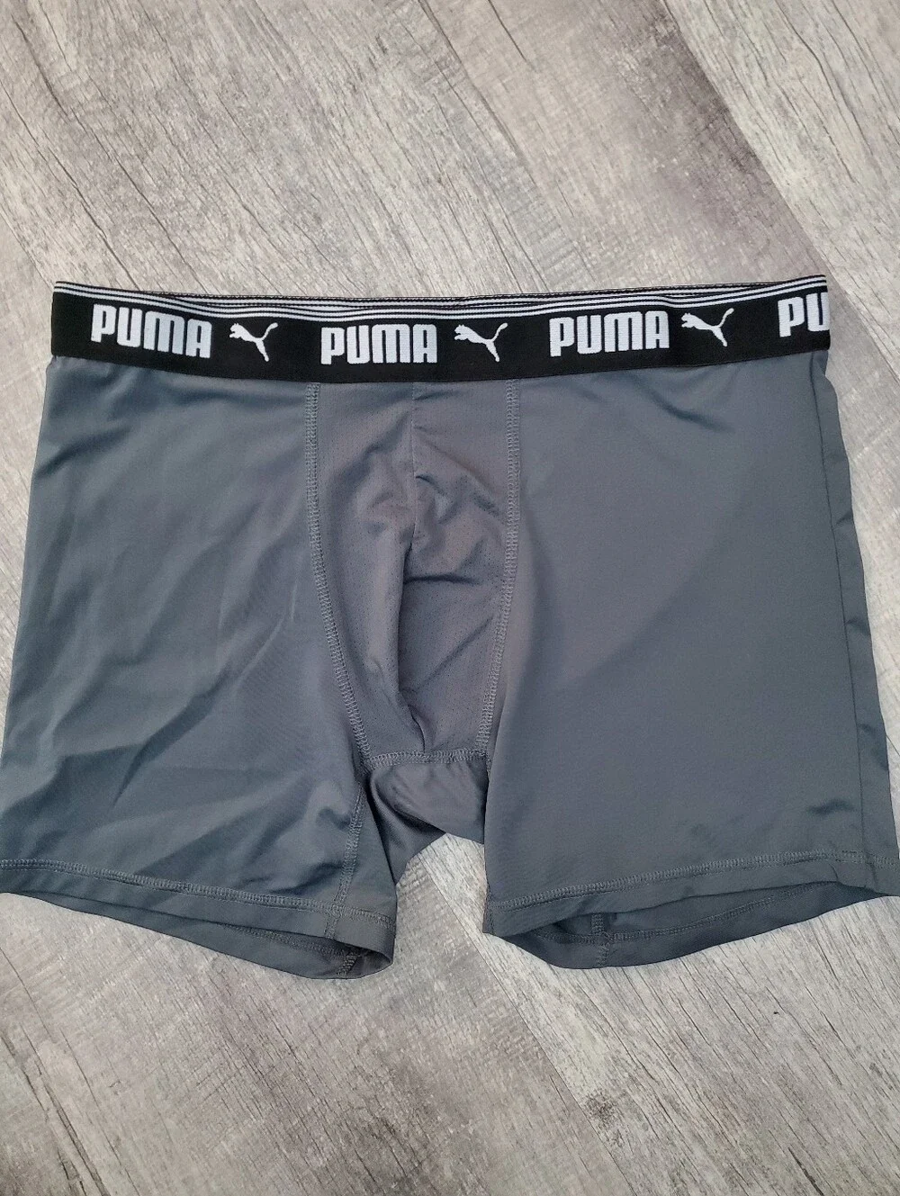 Puma Men's Charcoal Grey Performance Boxer Briefs with Black Logo Waistband